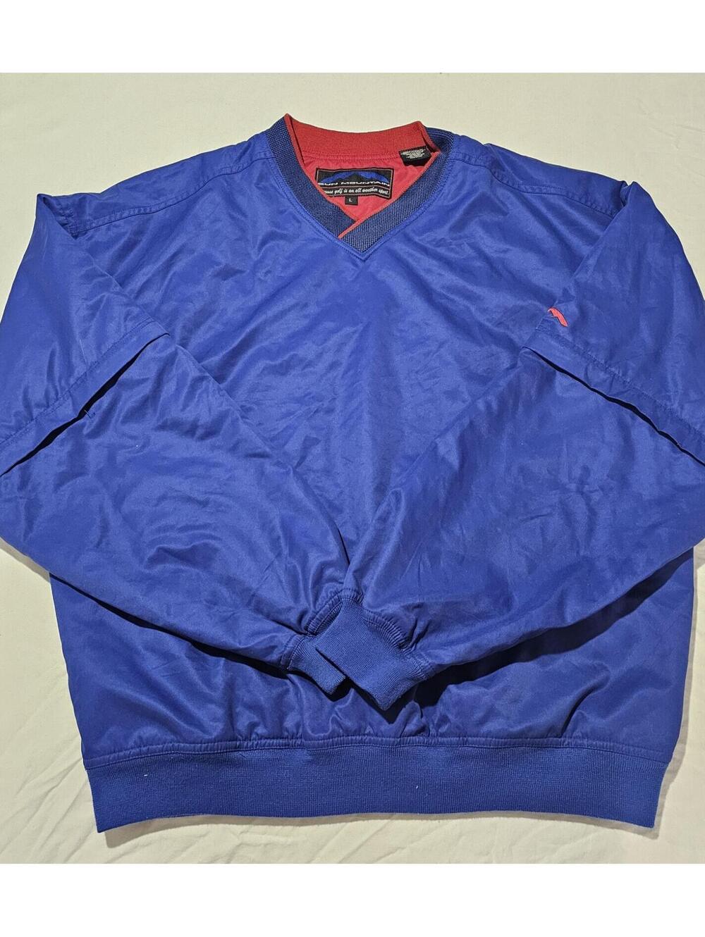 Sun Mountain Mens Blue Red V-Neck Golf Pullover Jacket Large Gorpcore Sportswear